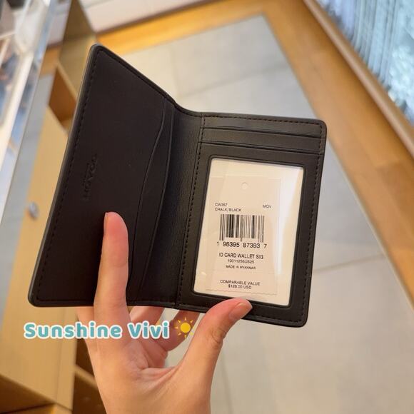 NWT Coach Id Wallet In Signature Canvas CW367, Chalk & Black - Picture 2 of 5